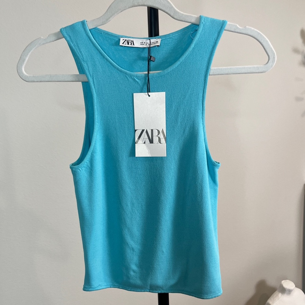 NWT Zara Blue High Neck Tank